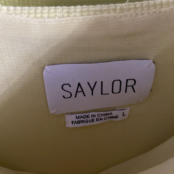 SAYLOR Gardenia Ruched Metallic Dress in Pear Yellow Size Large - Picture 9 of 9